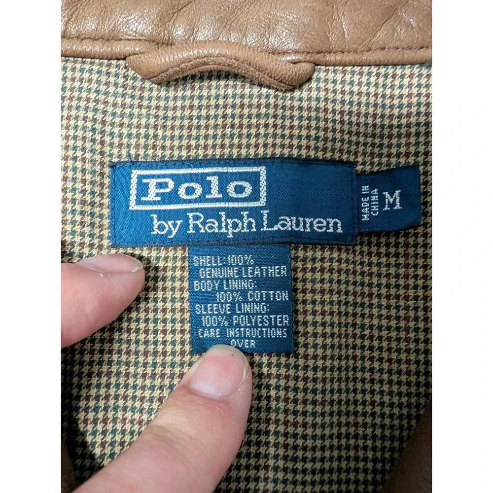 Polo Ralph Lauren Brown Lambskin Leather Harrington Bomber Jacket Men's Medium